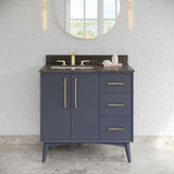 Jeffrey Alexander Dashwood Blue Steel Single Sink Bathroom Vanity with Blue Limestone Top - 8 in. Widespread Faucet Top - VKITDAS36BSLSR