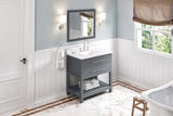 Jeffrey Alexander Wavecrest 36" Grey Single Sink Bathroom Vanity with Calacatta Vienna Quartz Top - 8 in. Widespread Faucet Top product image 7