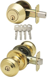 Copper Creek BKDB141PB polished brass keyless electronic deadbolt and door knob