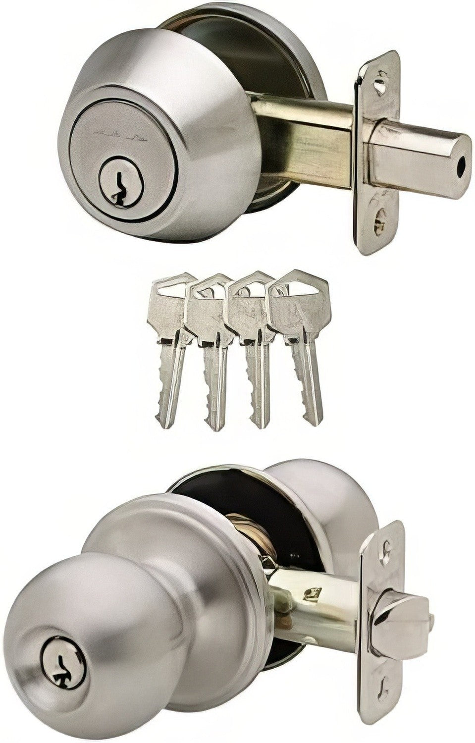 Copper Creek BKDB141SS keyless electronic deadbolt and door knob in satin stainless, additional view