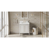 Jeffrey Alexander Percival 30" White Single Sink Bathroom Vanity with White Quartz Top - 8 in. Widespread Faucet Top - VKITPER30WHWQR