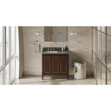 Jeffrey Alexander Percival 36" Dark Walnut Single Sink Bathroom Vanity with Grey Quartz Top - 8 in. Widespread Faucet Top