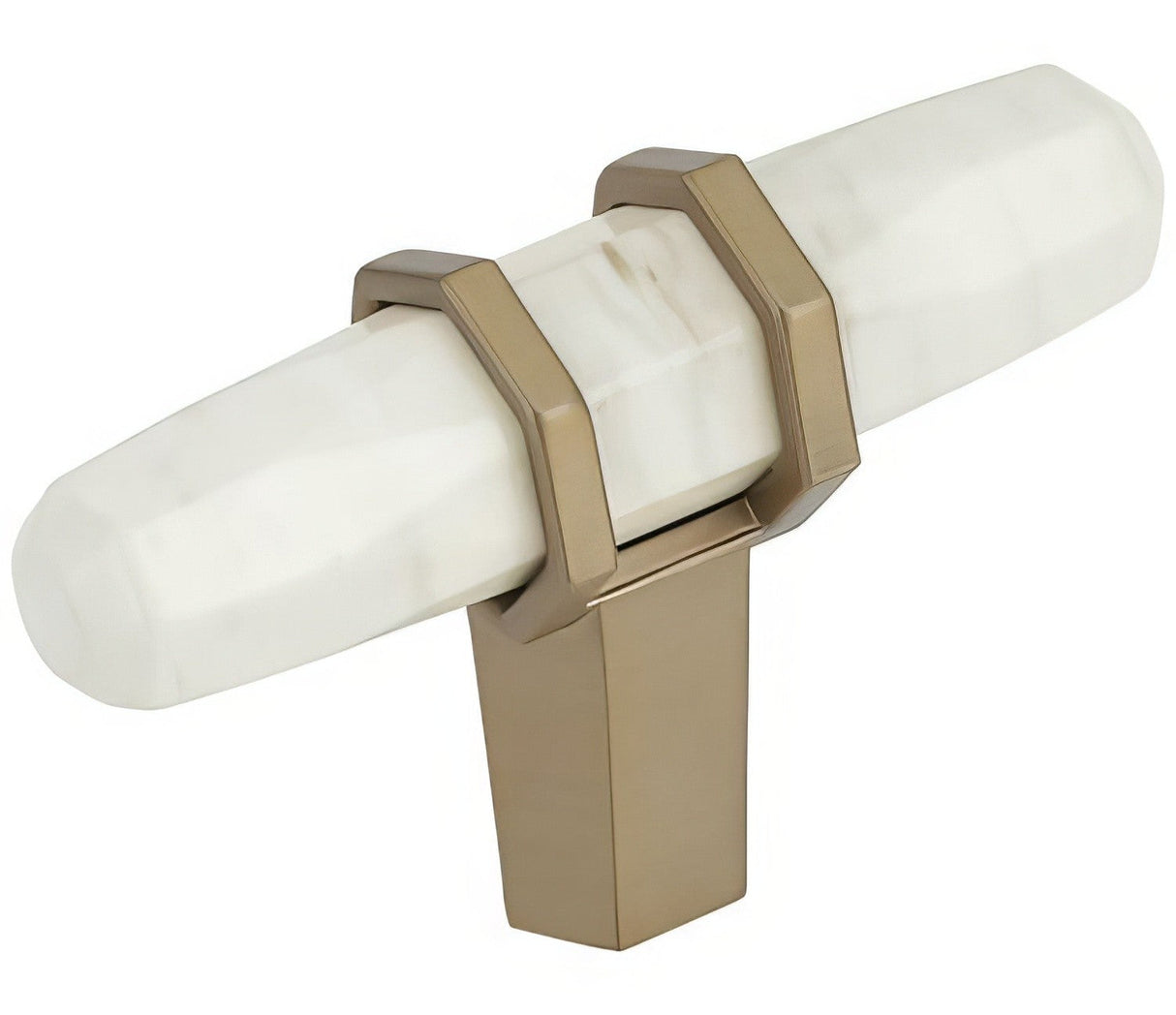 Amerock BP36647MWBBZ marble white/golden champagne cabinet knob