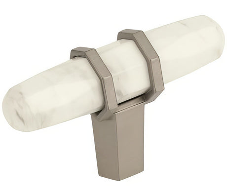 Amerock BP36647MWG10 marble white/satin nickel cabinet knob