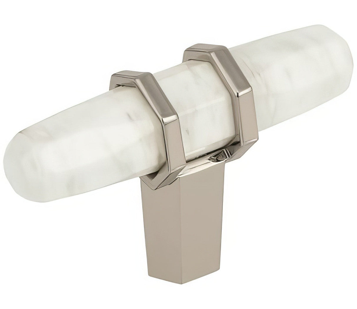 Amerock BP36647MWPN marble white/polished nickel cabinet knob