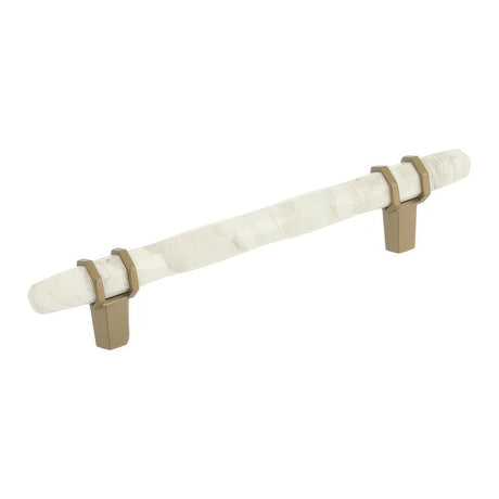Amerock BP36649MWBBZ marble white/golden champagne cabinet pull
