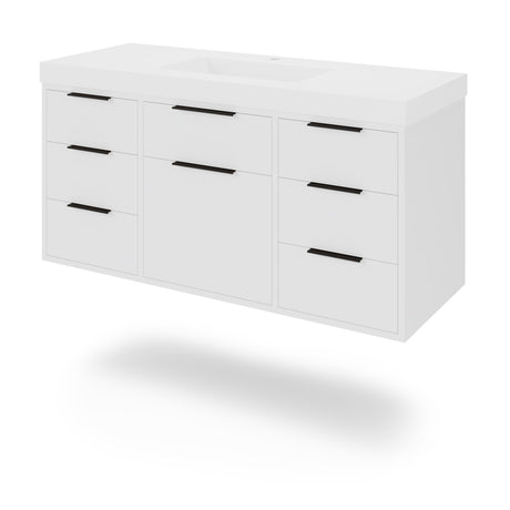 Jeffrey Alexander Gardner 49" White Single Sink Bathroom Vanity with White Resin Top - Single-Hole Faucet Top - VKGAR48WHRE