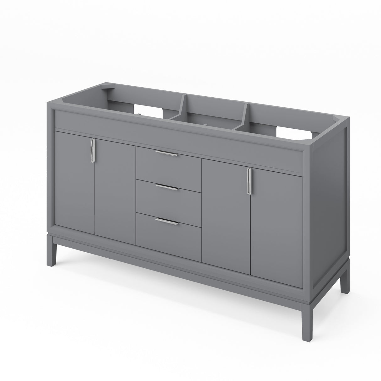 Jeffrey Alexander Theodora 60" Grey Double Sink Bathroom Vanity with Calacatta Vienna Quartz Top - 8 in. Widespread Faucet Top product image 3