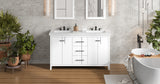 Jeffrey Alexander Katara 60" White Double Sink Bathroom Vanity with Calacatta Vienna Quartz Top - 8 in. Widespread Faucet Top product image 7