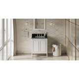 Jeffrey Alexander Percival 30" White Single Sink Bathroom Vanity with Black Granite Top - 8 in. Widespread Faucet Top