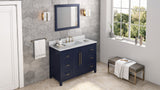 Jeffrey Alexander Cade 48" Hale Blue Single Sink Bathroom Vanity with White Carrara Marble Top - 8 in. Widespread Faucet Top product image 7
