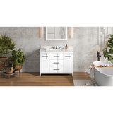 Jeffrey Alexander Katara 48" White Single Sink Bathroom Vanity with Calacatta Vienna Quartz Top - 8 in. Widespread Faucet Top