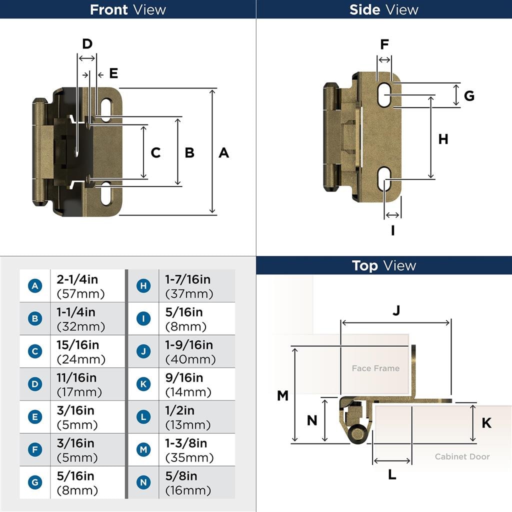 Amerock BPR7550BB Hinge technical drawing and dimensions