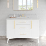 Jeffrey Alexander Dashwood White Single Sink Bathroom Vanity with White Carrara Marble Top - 8 in. Widespread Faucet Top - VKITDAS48WHWCR