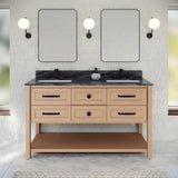 Jeffrey Alexander Kipling 60" Natural Oak Double Sink Bathroom Vanity with Grey Marble Top - 8 in. Widespread Faucet Top
