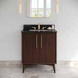Jeffrey Alexander Dashwood Dark Walnut Single Sink Bathroom Vanity with Black Granite Top - Single-Hole Faucet Top - VKITDAS30DWBGR