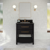 Jeffrey Alexander Kipling 31" Black Single Sink Bathroom Vanity with Black Granite Top - Single-Hole Faucet Top