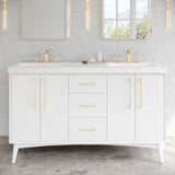 Jeffrey Alexander Dashwood 60" White Double Sink Bathroom Vanity with White Resin Top - 8 in. Widespread Faucet Top