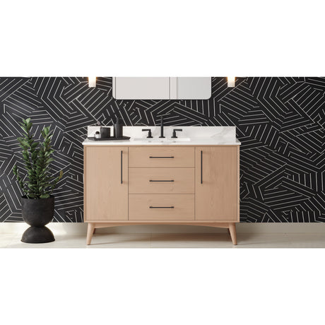 Jeffrey Alexander Dashwood Natural Oak Single Sink Bathroom Vanity with White Quartz Top - 8 in. Widespread Faucet Top - VKITDAS48NOWQR