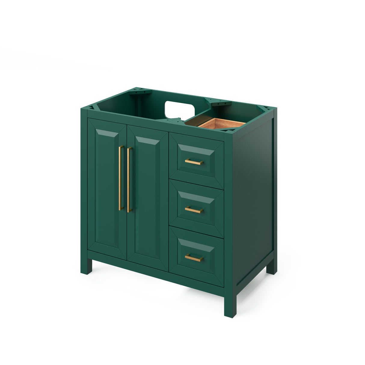 Jeffrey Alexander Cade 36" Green Single Sink Bathroom Vanity with White Carrara Marble Top - 8 in. Widespread Faucet Top product image 3