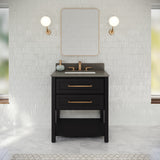 Jeffrey Alexander Kipling 31" Black Single Sink Bathroom Vanity with Grey Quartz Top - Single-Hole Faucet Top
