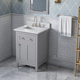 Jeffrey Alexander Chatham 24" Grey Single Sink Bathroom Vanity with White Carrara Marble Top - 8 in. Widespread Faucet Top product image 2