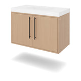 Jeffrey Alexander Tempest 36" Natural Oak Single Sink Bathroom Vanity with White Resin Top - Single-Hole Faucet Top - VKTEM36NORE