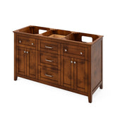 Jeffrey Alexander Chatham 60" Chocolate Double Sink Bathroom Vanity with White Carrara Marble Top - 8 in. Widespread Faucet Top - VKITCHA60CHWCR product image 3
