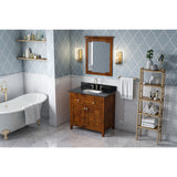 Jeffrey Alexander Chatham 36" Chocolate Single Sink Bathroom Vanity with Black Granite Top - 8 in. Widespread Faucet Top