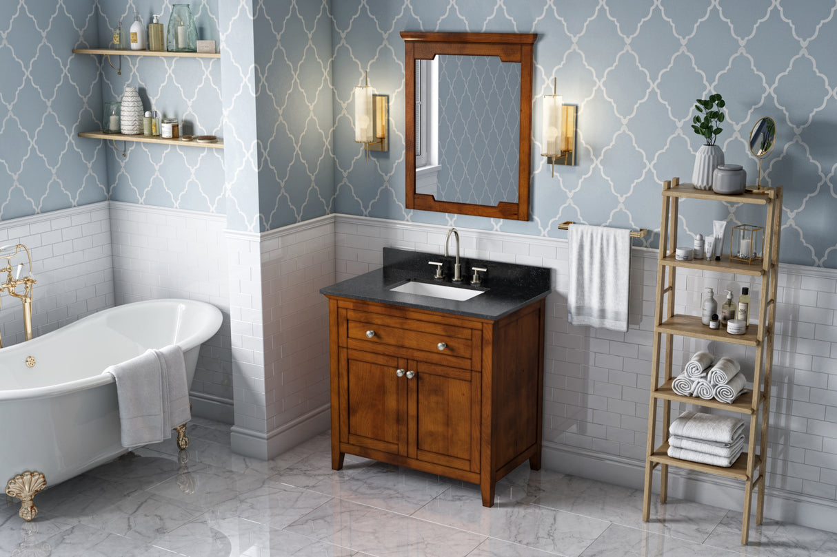 Jeffrey Alexander Chatham 36" Chocolate Single Sink Bathroom Vanity with Black Granite Top - 8 in. Widespread Faucet Top product image 7