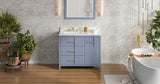 Jeffrey Alexander Katara 42" Blue Steel Single Sink Bathroom Vanity with Calacatta Vienna Quartz Top - 8 in. Widespread Faucet Top product image 7