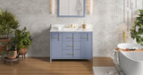 Jeffrey Alexander Katara 48" Blue Steel Single Sink Bathroom Vanity with Calacatta Vienna Quartz Top - 8 in. Widespread Faucet Top product image 6