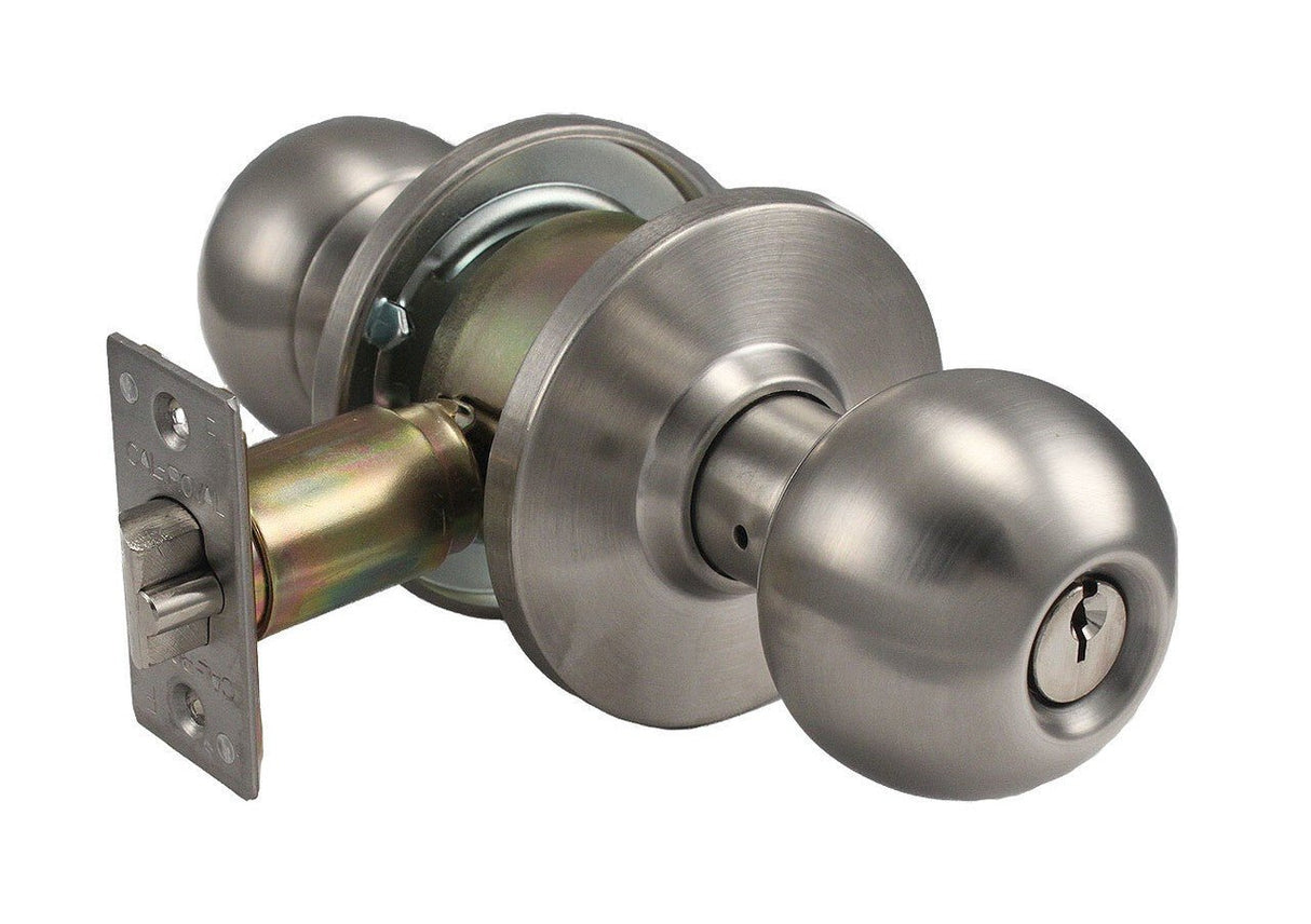 Cal-Royal BA02-32D Grade 2 Store Lock Door Knob 2-3/4" Backset Satin Stainless Steel