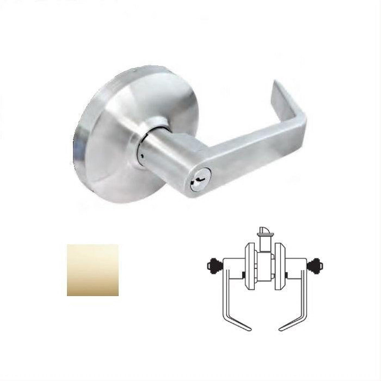 Cal-Royal CGN06-3 Grade 1 Vestibule Door Lock Bright Polished Brass