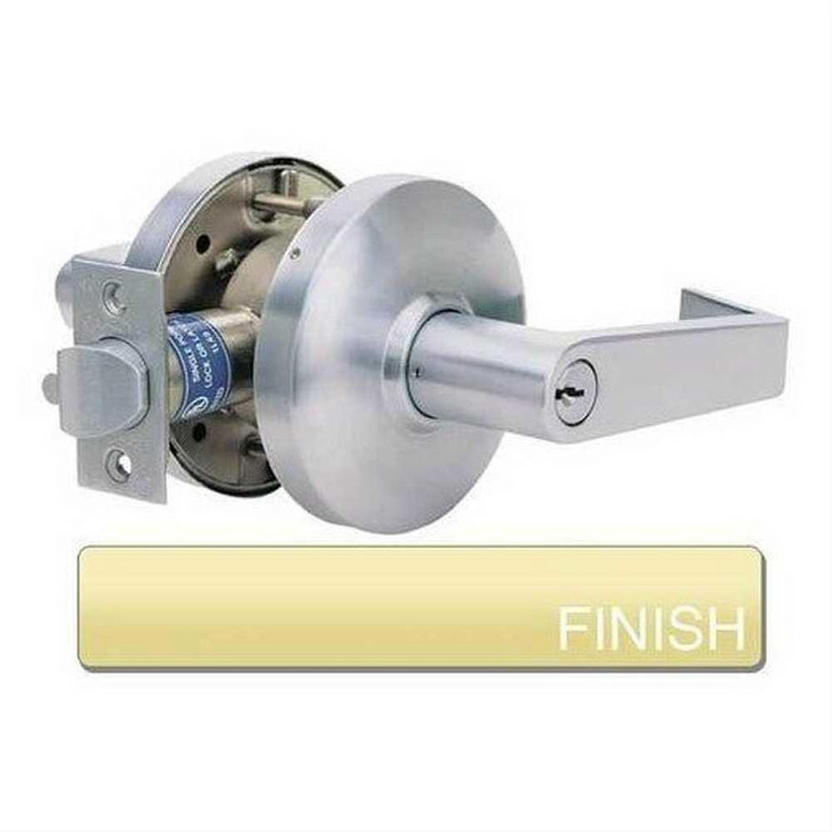 Cal-Royal CGN09-3 Grade 1 Clutch Institution Door Lever Lockset with 2-3/4" Backset Bright Polished Brass