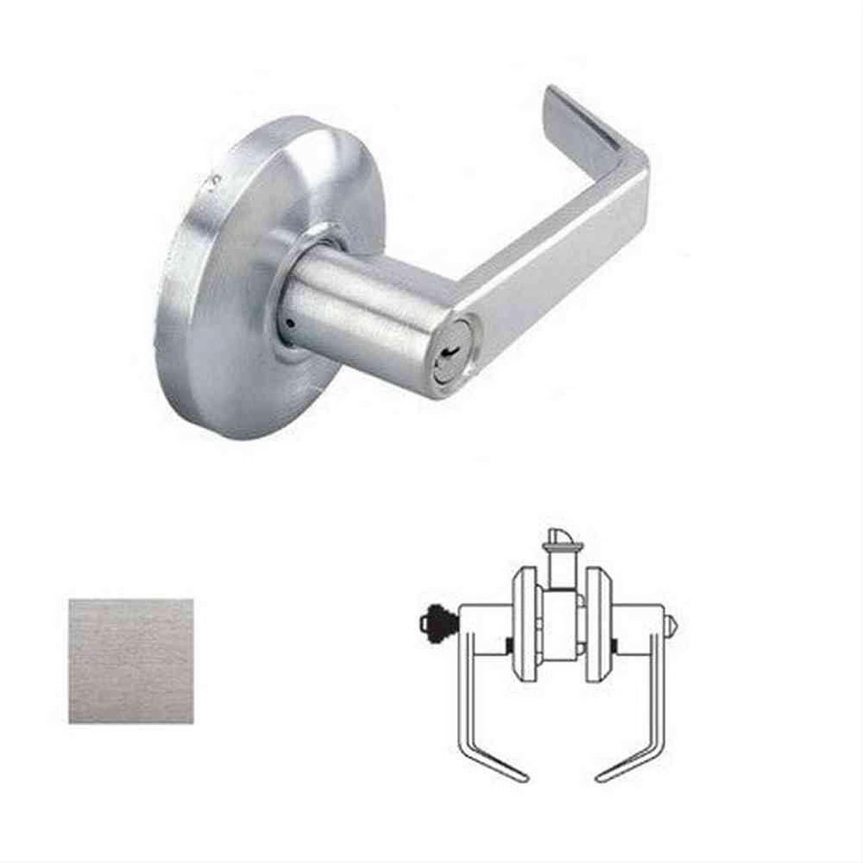 Cal-Royal CSL00-26D-2-3/8 Grade 2 Clutch Keyed Entry Door Lever with 2-3/8" Backset Satin Chrome