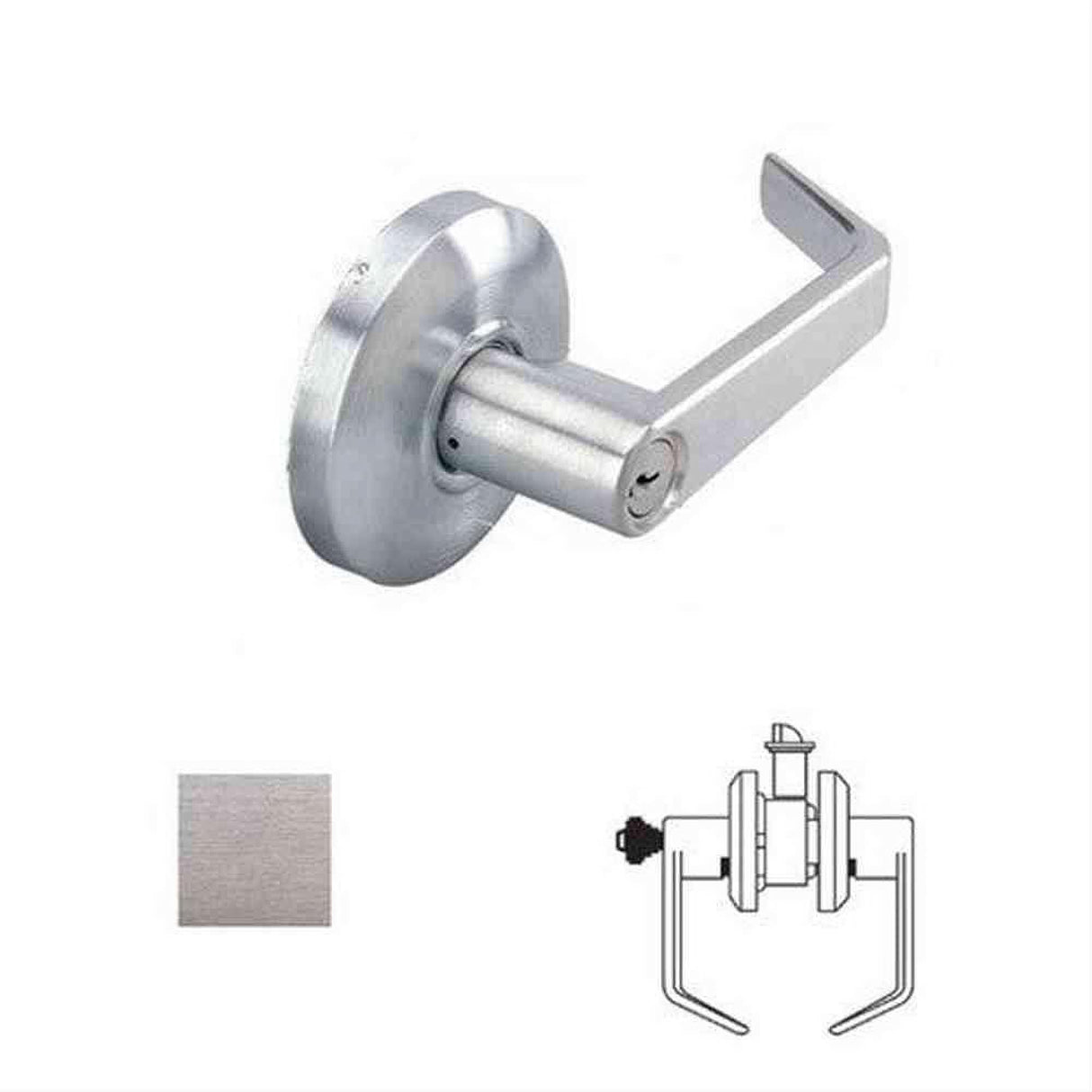 Cal-Royal CSL05-26D-2-3/8 Grade 2 Clutch Storeroom Door Lever with 2-3/8" Backset Satin Chrome