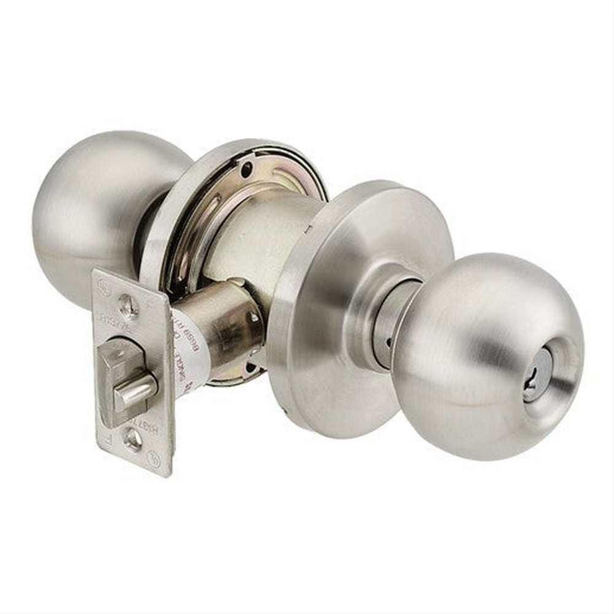 Cal-Royal GRB00-US32D Grade 1 Entry Knob Lockset with 2-3/4" Backset Satin Stainless Steel