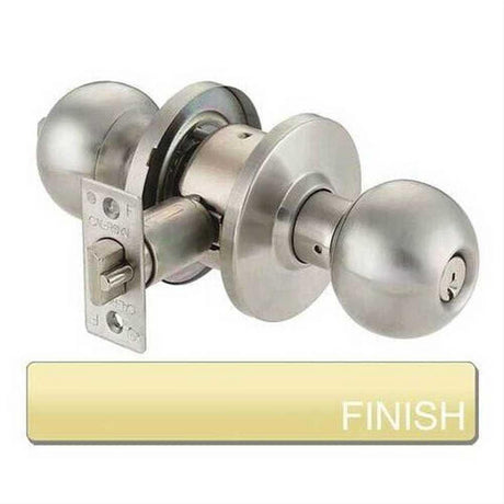 Cal-Royal ICBA00-3 Grade 2 Entrance/Office SFIC Knob with 2-3/4" Backset Less Core Bright Polished Brass