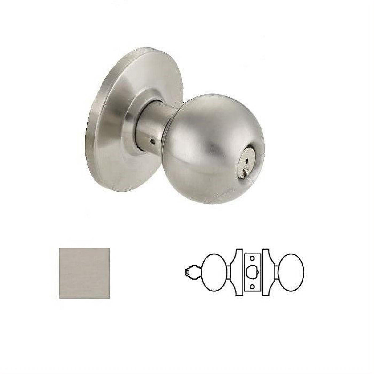 Cal-Royal ICBA05-32D-2-3/8 Grade 2 Storeroom SFIC Door Knob with 2-3/8" Backset Less Core Satin Stainless Steel