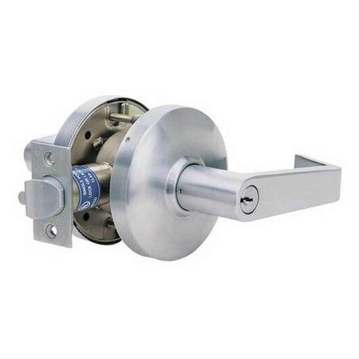 Cal-Royal ICCGN09-26D Grade 1 Clutch SFIC Institution Door Lever Lockset with 2-3/4" Backset Less Core Satin Chrome