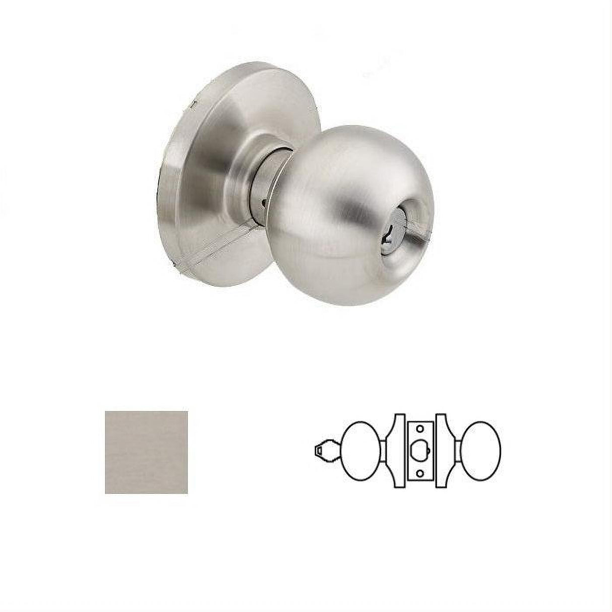 Cal-Royal ICGRB05-32D Grade 1 SFIC Storeroom Door Knob Lockset with 2-3/4" Backset Less Core Satin Stainless Steel