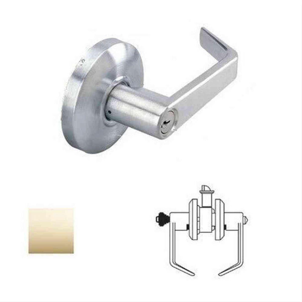 Cal-Royal ICSL00-3-2-3/8-2-3/8 Grade 2 SFIC Entry Door Lever Lockset with 2-3/8" Backset Less Core Bright Polished Brass