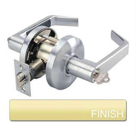 Cal-Royal ICSL00-3 Grade 2 SFIC Entry Door Lever Lockset with 2-3/4" Backset Less Core Bright Polished Brass
