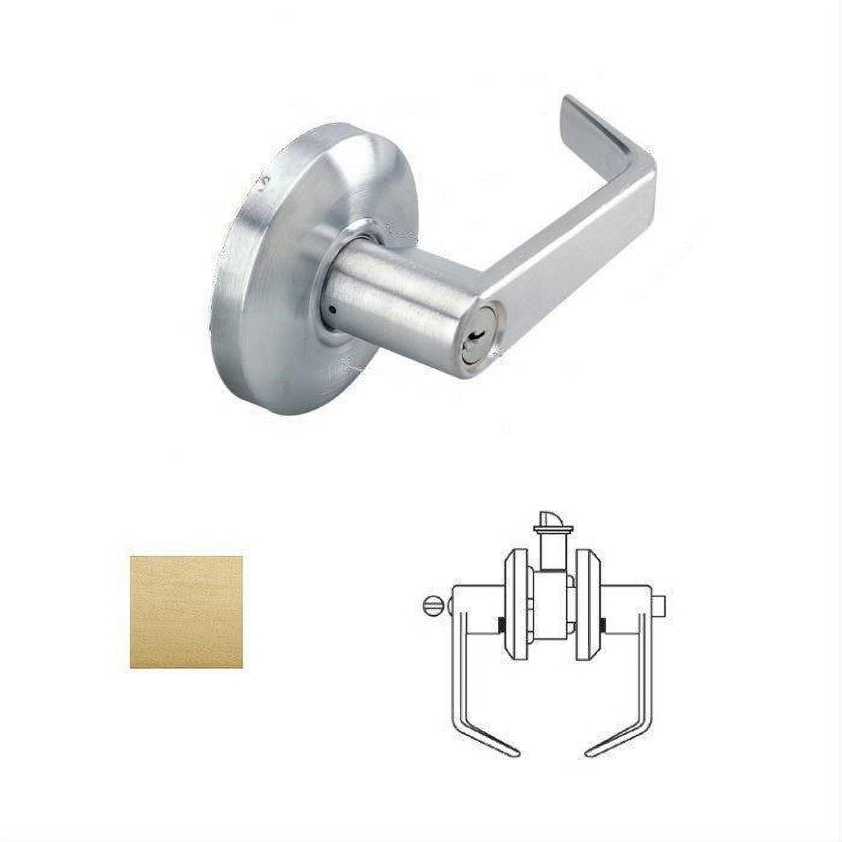 Cal-Royal SL20-4 Grade 2 Privacy Door Lever Lockset with 2-3/4" Backset Satin Brass