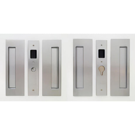 Cavilock CL400D0129 1 3/4" Double Door Magnetic Latching Passage Lock Set Pocket Door Lock Satin Chrome