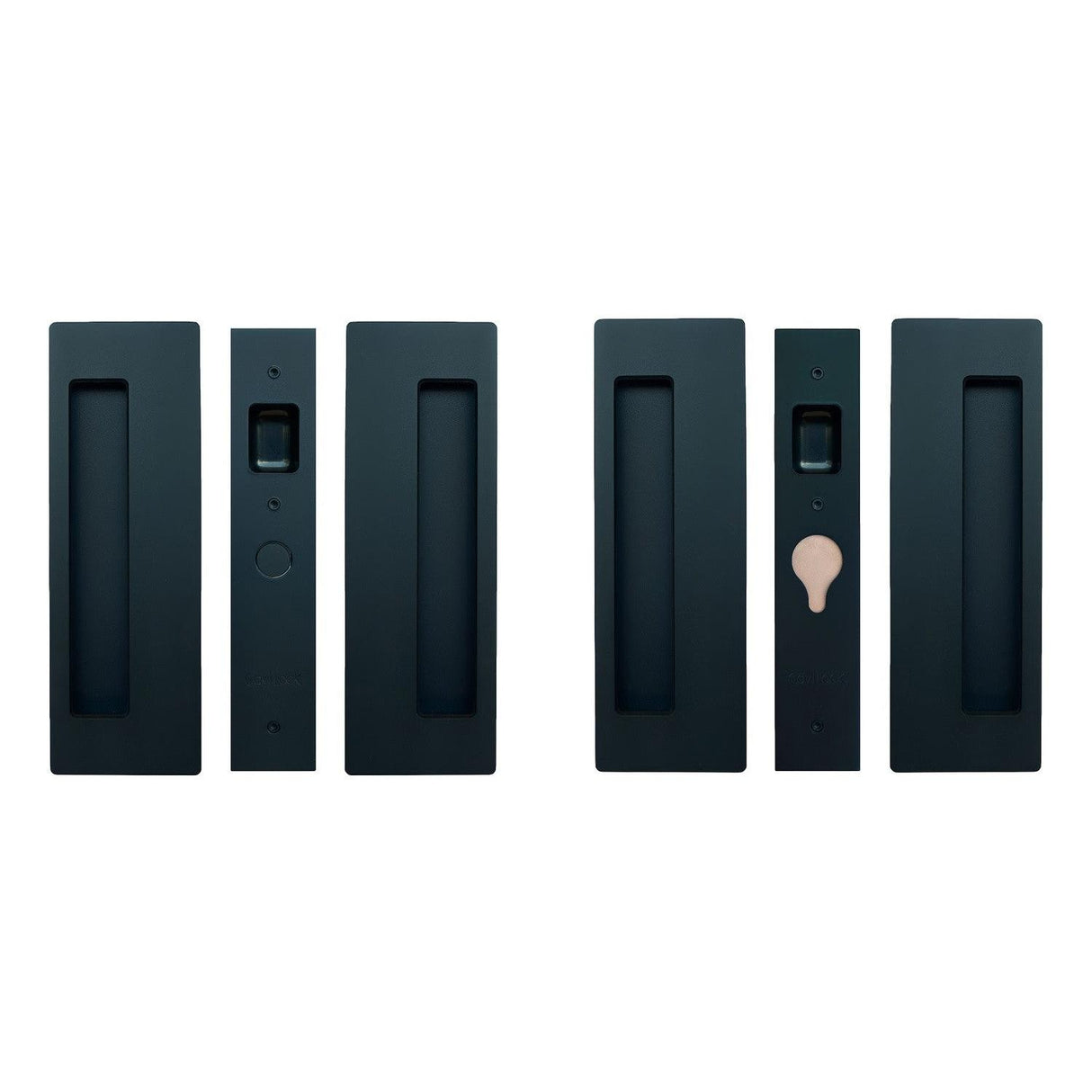 Cavilock CL400D0428 1 3/8" Double Door Magnetic Latching Passage Lock Set Pocket Door Lock Matte Black