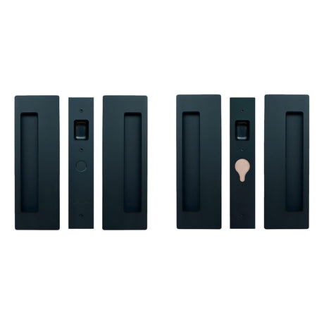 Cavilock CL400D0428 1 3/8" Double Door Magnetic Latching Passage Lock Set Pocket Door Lock Matte Black
