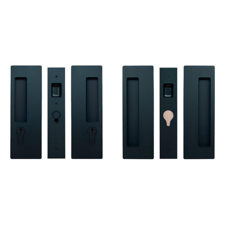Cavilock CL400D0455 1 3/8" Double Door Key/Key Key Locking Lock Set Pocket Door Lock Matte Black