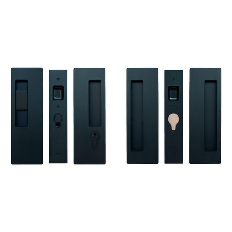 Cavilock CL400D0462 1 3/4" Double Door Snib/Key Key Locking Lock Set Pocket Door Lock Matte Black